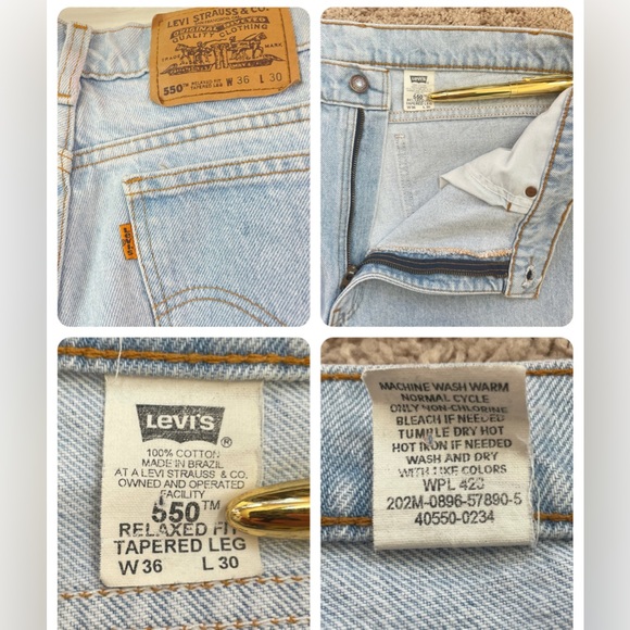 Levi’s VINTAGE 90s 550 ORANGE Tab Relaxed Fit Tapered Leg Light Wash Denim Jeans - Picture 7 of 16